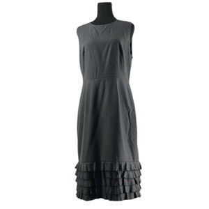 J Crew Ruffle-hem sheath dress in Super 120s wool career grey sz 10